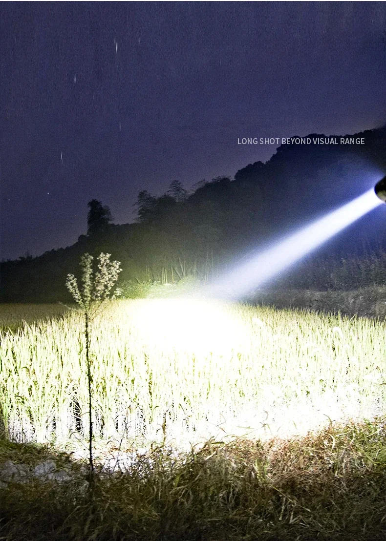 Description Picture 6 of itemMost Powerful LED Flashlight USB Rechargeable Searchlight High Power Work Light Camping Lantern Torch with Built-in Battery