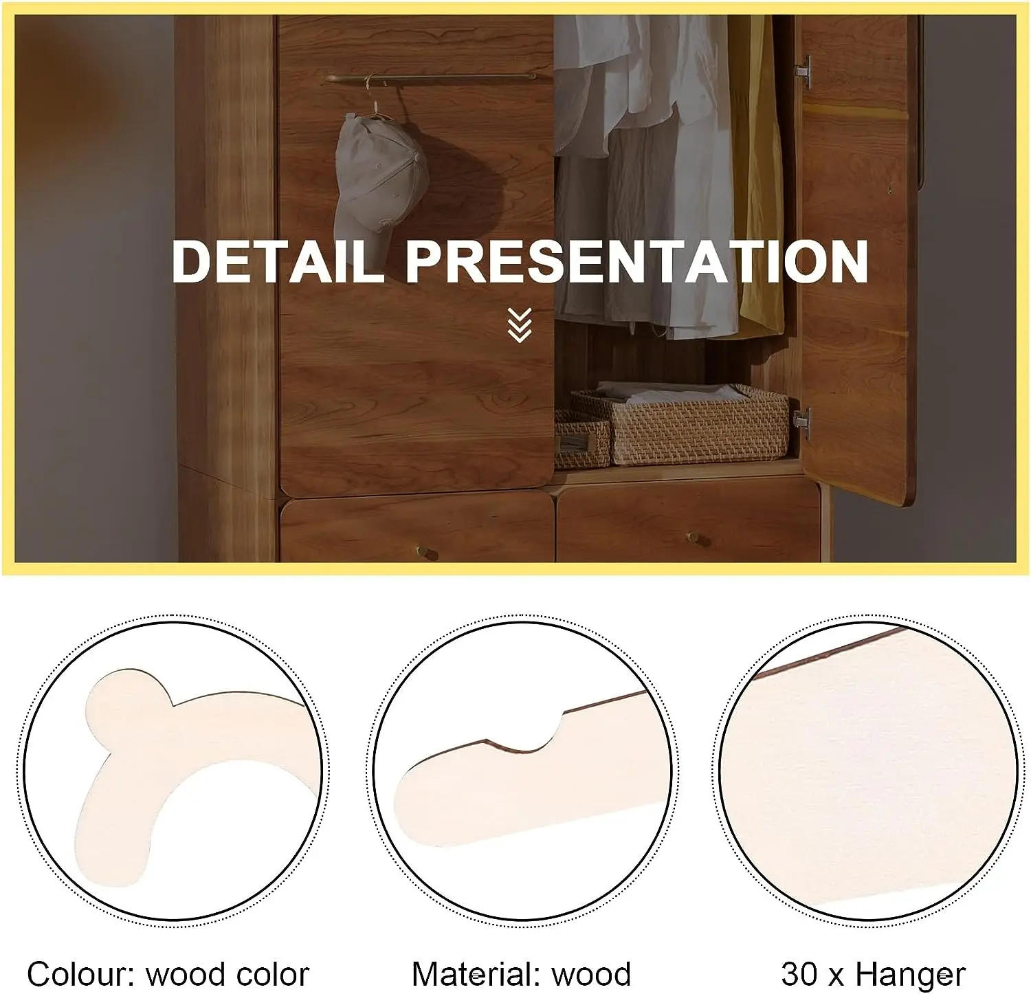 Description Picture 3 of item20pcs Baby Clothes Rack Wooden Children Clothing Hanger Cute Bear Drying Hanger Home Princess Room Nursery Decor Kids Present
