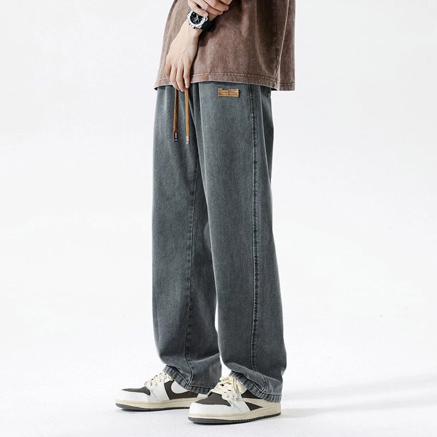 Description Picture 6 of itemSummer Loose Men's Jeans Straight-Legged Wide-Legged Pants Men'S Hipster Classic Pants Hip Hop Style Washed Jeans