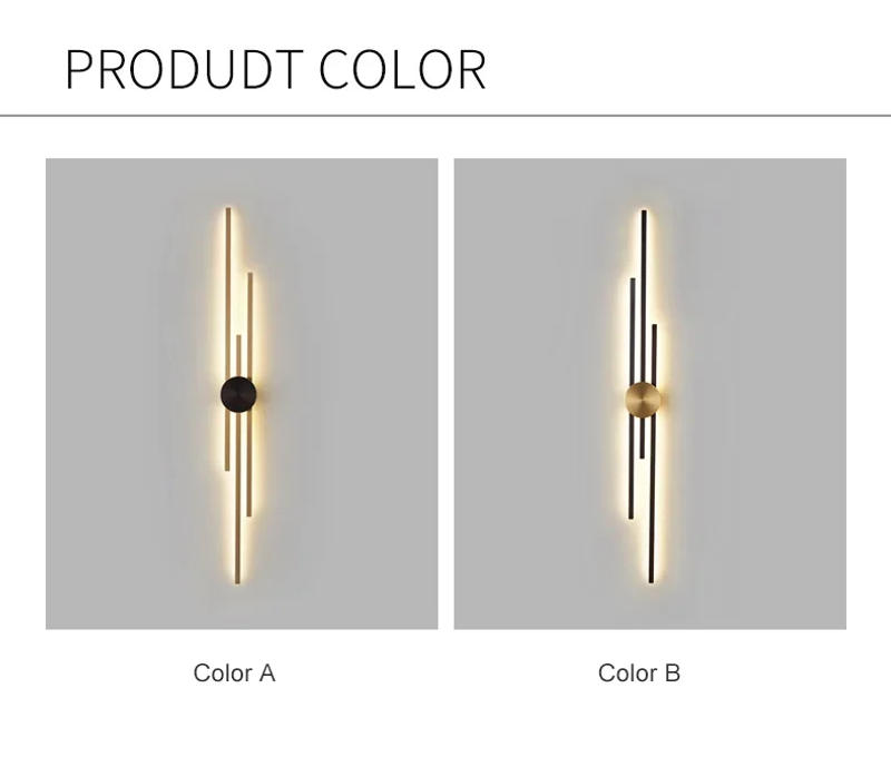 Description Picture 4 of itemLight Luxury Minimalist Bedroom Bedside Copper Wall Light Creative Long Aisle Living Room TV Background Wall Lamp Sconce