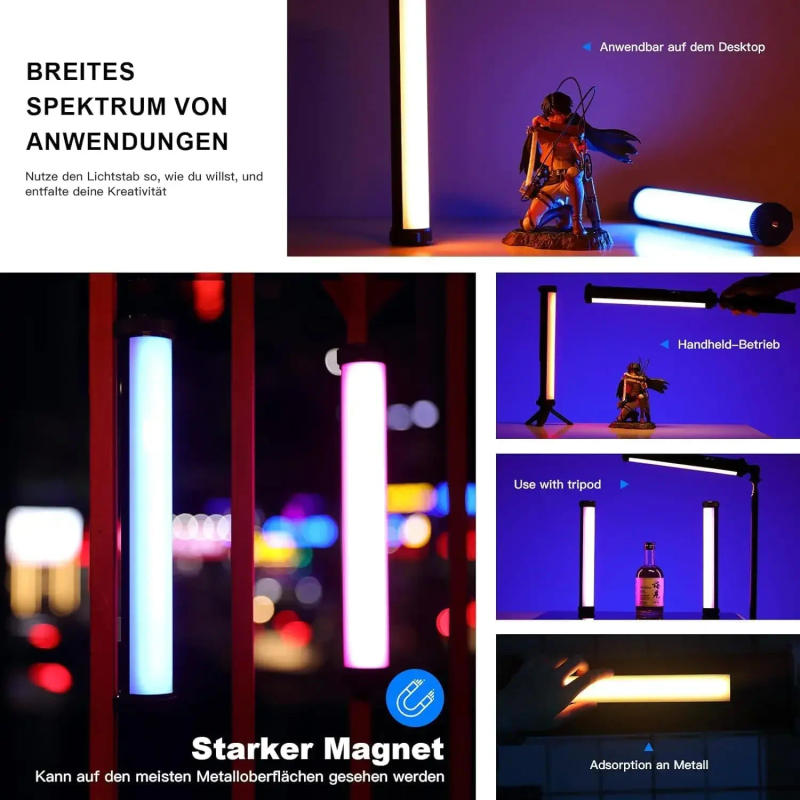 Description Picture 5 of itemRGB Photographic Lighting 2700-7500K Magnet Photography Mini Handheld LED Light Stick Tube Stick Lamp For Video Vlog Fill Light