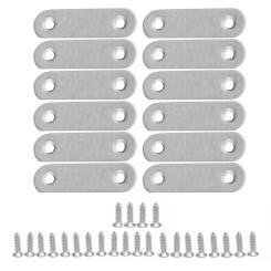 12pcs Corner Code Stainless Steel Flat Brace Brackets For Wood Metal Shelf Support Corner Bracket Connecting Mending Plates