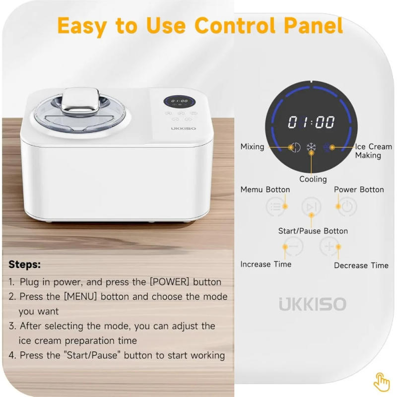 Description Picture 4 of itemIce Cream Maker for Home: 1.2L Automatic Ice Cream Maker Machine with LCD Display, Stainless Steel Homemade