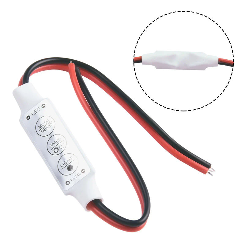 Description Picture 2 of item12V Mini LED Strip Light Dimmer On/Off Switch 5 Dynamic Modes Compact Design Compatible with For 3528 5050 5630
