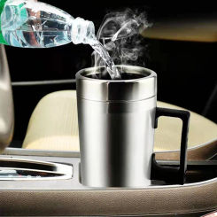 Car Electric Heating Cup Stainless Steel Inner Tank Heating Water Automotive Water Heater Insulation Cup 12V/24V Heating Kettle
