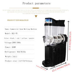 New ice Slusher 1 Tanks Slush machine 15L Smoothies Machine 830W Snow Melting machine Slushing maker Ice cream