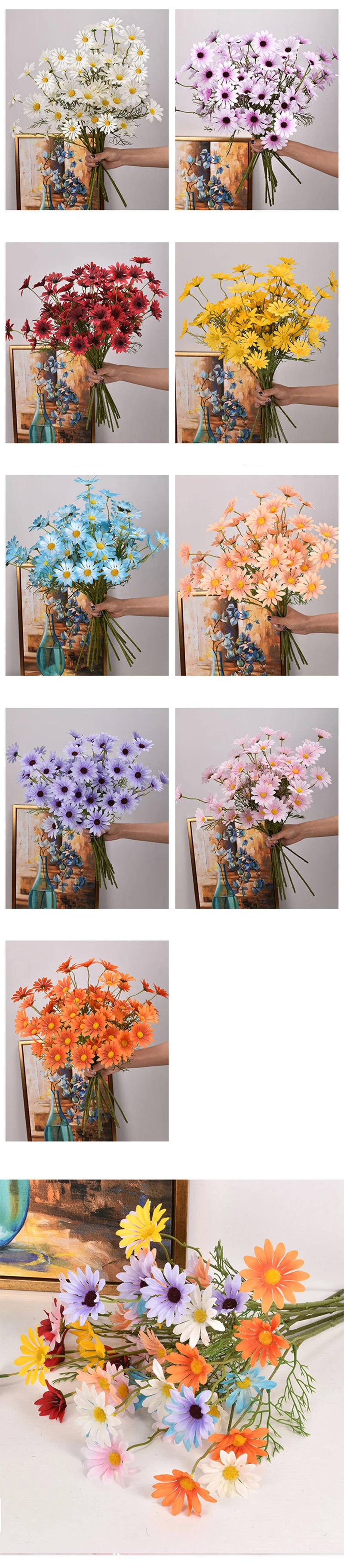 Description Picture 4 of item3/5/10Pcs Artificial White Daisy Flower Bouquet DIY Vase Home Garden Living Room Decoration Wedding Party Silk Fake Flowers