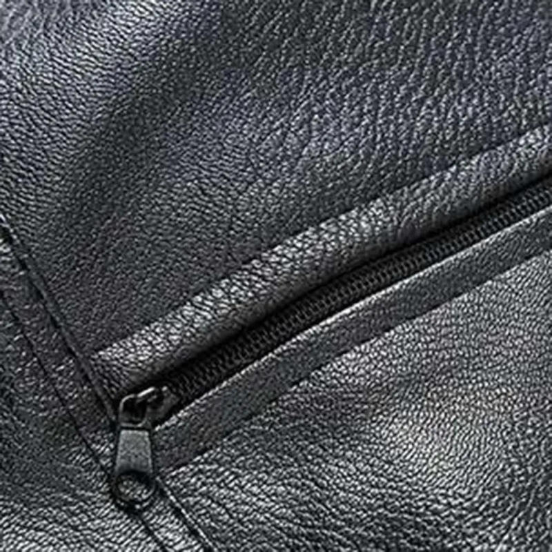 Description Picture 2 of itemMen's Motorcycle Vest V Neck Sleeveless Faux Leather Jacket Windproof Extra Warm Waistcoat Coat