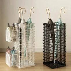 Metal Umbrella Stand Large-Capacity Rust-Resistant Storage Rack for Doorway Durable Organizer Modern Entryway Stand