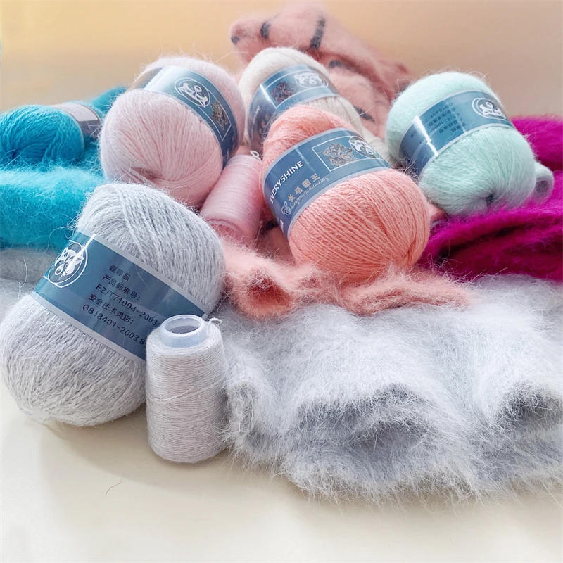 Description Picture 3 of item1 Pcs Cashmere Mink Fur Yarn for Hand Knitting  Long Plush Wool Crochet Knitting Yarn for Fall Winter Luxury Needlework Diy Knit