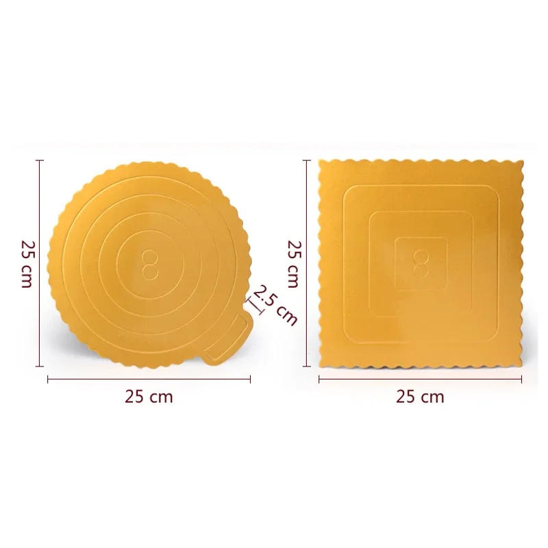 Description Picture 4 of item8 inch Round Square Dessert Displays Tray Gold Paper Cake Boards Wedding Birthday Cake Pastry Tools Kitchen Baking Supplies