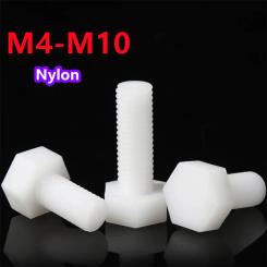 White Nylon External Hex Head Screws Plastic Hexagon Bolts M4 M5 M6 M8 M10 for Heat/ Electricity Insulation USE