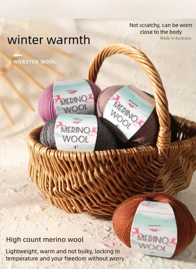 Description Picture 4 of item50g Coarse Wool Merino Yarn Ball DIY Knitting Crochet Hand Sweater Scarf Soft and Cozy