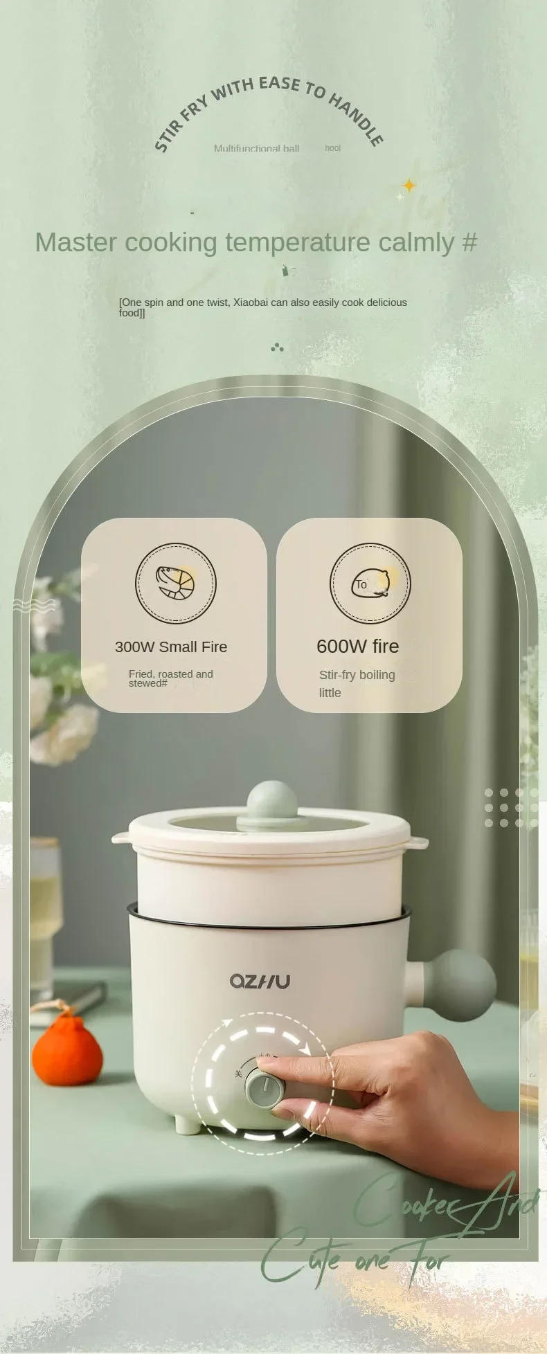 Description Picture 4 of itemElectric Multi Cooker Portable Rice Cookers Hotpot Saucepan Stew Heating Pan Ramen Noodles Pot for Home and Kitchen Appliance