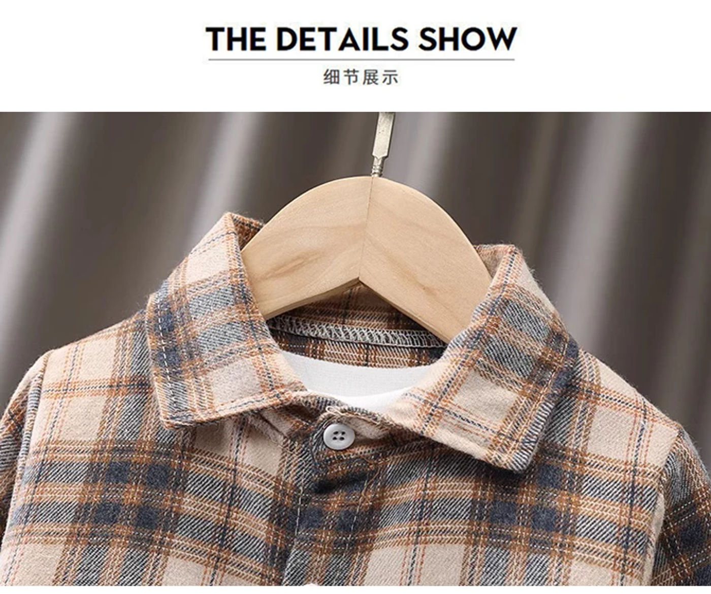 Description Picture 4 of itemIENENS Kids Shirt Clothes Spring Thin Blouses Clothing Infant Boy Plaid Cotton Tops 1 2 3 4 Years Kids Long Sleeves Shirt