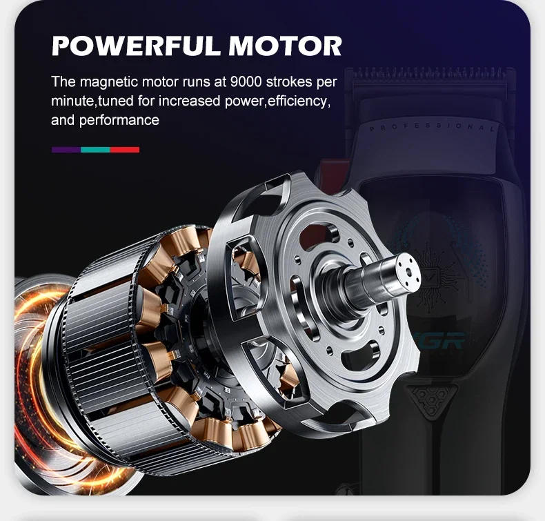 Description Picture 5 of itemVGR Hair Trimmer Electric Hair Clipper Barber Professional Hair Cutting Machine 9000 RPM Haircut Cordless Trimmer for Men V-647