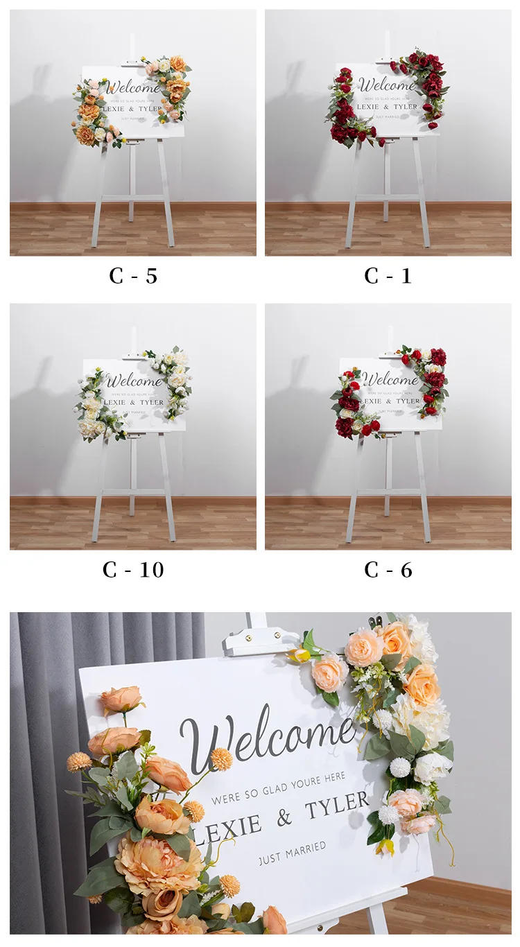 Description Picture 6 of item50CM Outdoor Wedding Welcome Sign Guide Sign Hotel Decoration Water Sign Flower Artificial Silk Flower Wedding Prop