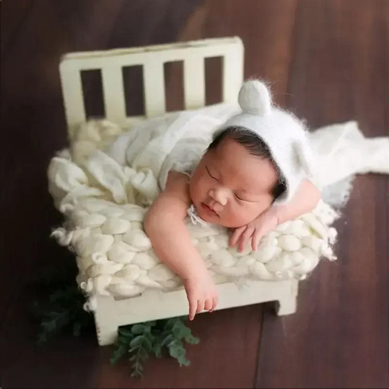 Description Picture 4 of itemNewborn Photography Furniture Handmade Wooden Bed Vintage Crib and Posing Mattress Props Studio Baby Photography Accessories