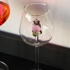 Cute 3D Rose Clear Wine Goblet Simple Drinkable Clear Glass For Living Room Home