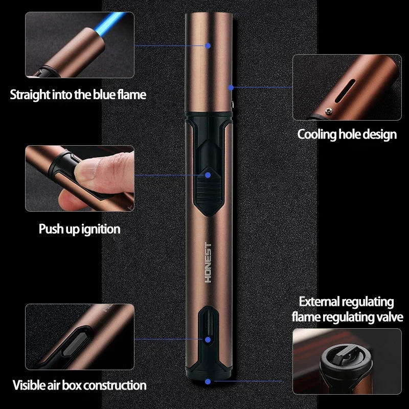 Description Picture 4 of itemHONEST Metal Windproof Lighter Butane Jet Flame Lighter Cigarette Cigar Accessories Kitchen Cooking BBQ Outdoor Gadgets