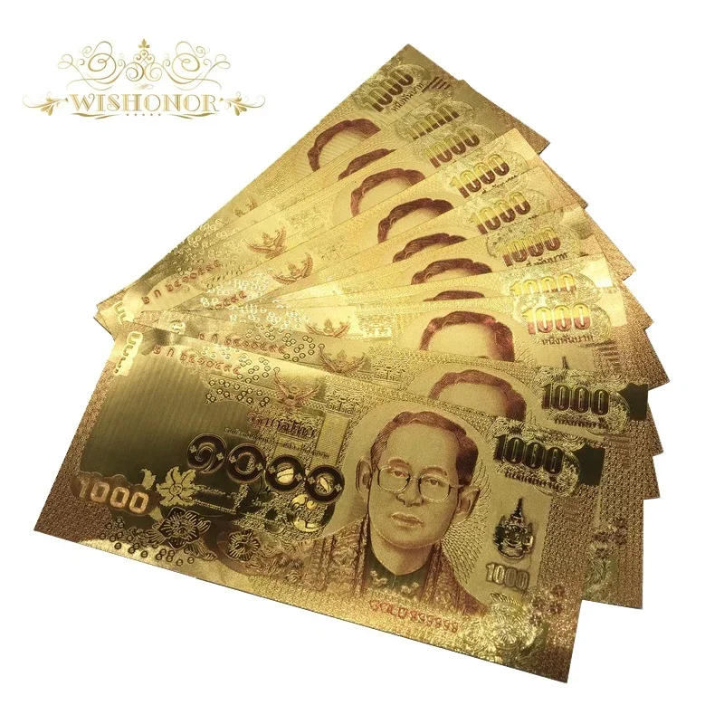 Description Picture 6 of itemNew Thailand Banknotes Baht Bill Gold Foil Banknote With Colors Thailand 24k Gold Plated Note For Gift 10pcs/lot