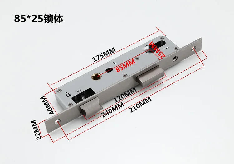 Description Picture 4 of item1 set of thickened stainless steel 85 * 35/30/25/20 series lock plastic steel aluminum alloy flat door lock body Excluding keys