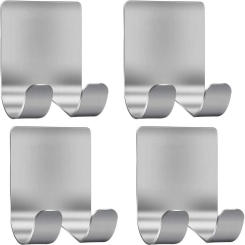 304 Stainless Steel Stand Self Adhesive Hanger Shaver Hook Heavy Duty Storage Holder Black Hook Bathroom Organizer Wall Hooks