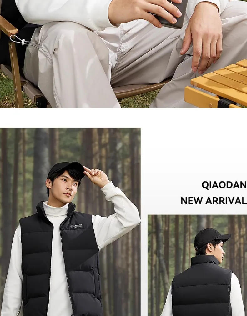 Description Picture 4 of itemQIAODAN Winter Sports Jacket Men 2025 Stand Collar Warm Windproof Versatile Outdoor Vest Tops Male Fashion Loose QXEKD3244005