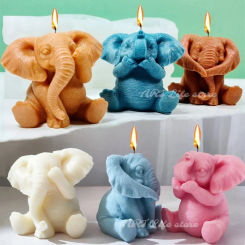 Cute Elephant Silicone Candle Mold 3D Animal Crafts Decoration Resin Plaster Soap Making Tool DIY Chocolate Ice Cube Baking Mold