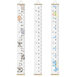 Kids Wall Hanging Growth Charts Wood Frame Height Measure Ruler Fabric Canvas Removable Wall Sticker For Kids Child Room Decor
