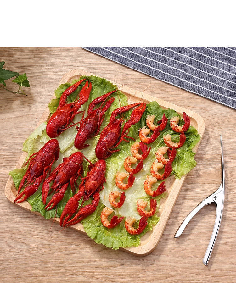 Description Picture 4 of item2pcs Stainless Steel Seafood Tools Shrimp Peeler Prawn Line Cutter Cleaning Shrimp Line Cutter Shell Remover Kitchen Accessories
