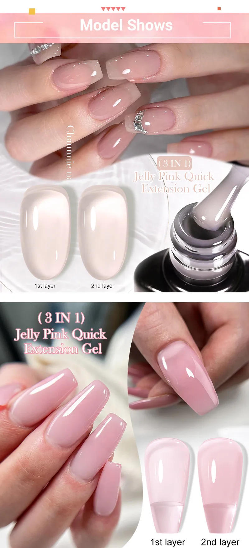 Description Picture 3 of itemLILYCUTE Black Crystal Jelly Gel Quick Extension Nail Gel Translucent Dull Color Construction Gel Vernis Semi Permanent Hard Gel