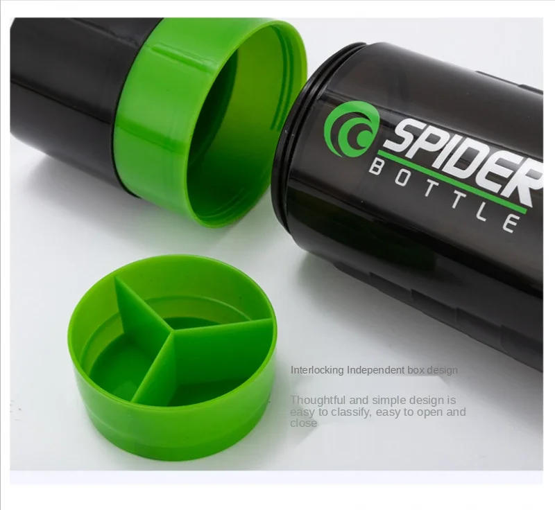 Description Picture 5 of item3 Layers Shaker Protein Bottle Powder Shake Cup Large Capacity Water Bottle Plastic Mixing Cup Body-Building Exercise Bottle