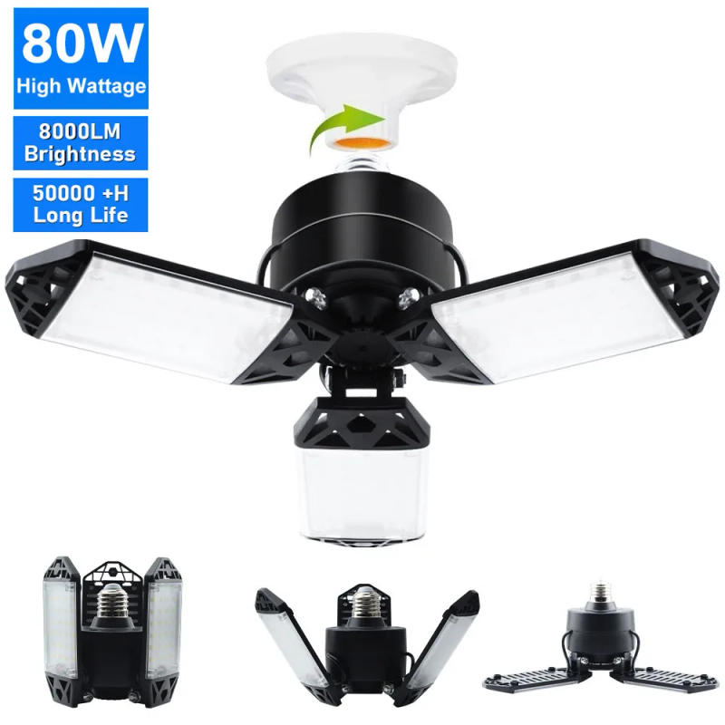 Description Picture 2 of itemGarage Lights with Adjustable Panels E26/E27 Ceiling Work Lamp 150W 15000 Lumen Bulb for Warehouse Workshop Industrial Fixture