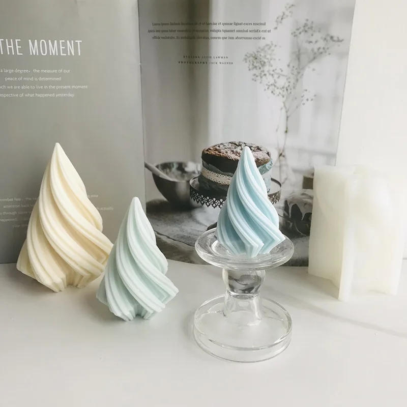 Description Picture 5 of item3D Geometric Rotating Conical Silicone Candle Mold DIY Aromatherapy Resin Plaster Making Mould Irregular Mold Home Decor