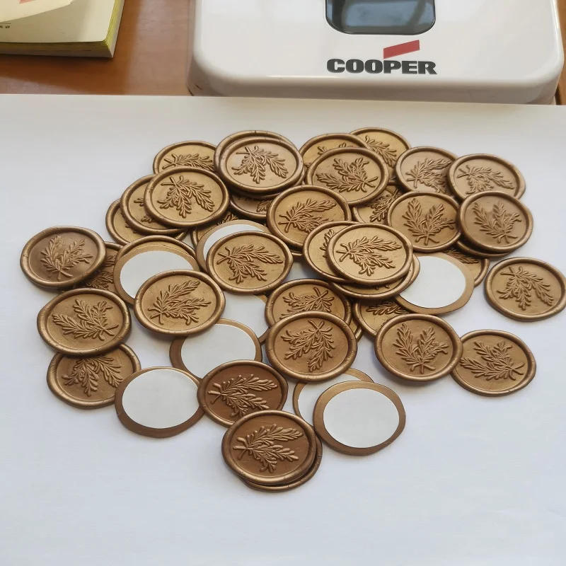 Description Picture 5 of item15Pcs Old Gold Color Leaf Shape Self Adhesive Wax Seal Stickers Wedding Stamp Envelope with Botanical Style