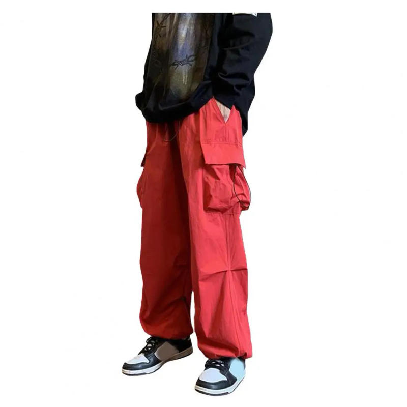 Description Picture 4 of itemElastic Waist Pants Men Loose Trousers Men's Elastic Waist Cargo Pants with Multi Pockets Breathable Fabric Wide Leg for Daily