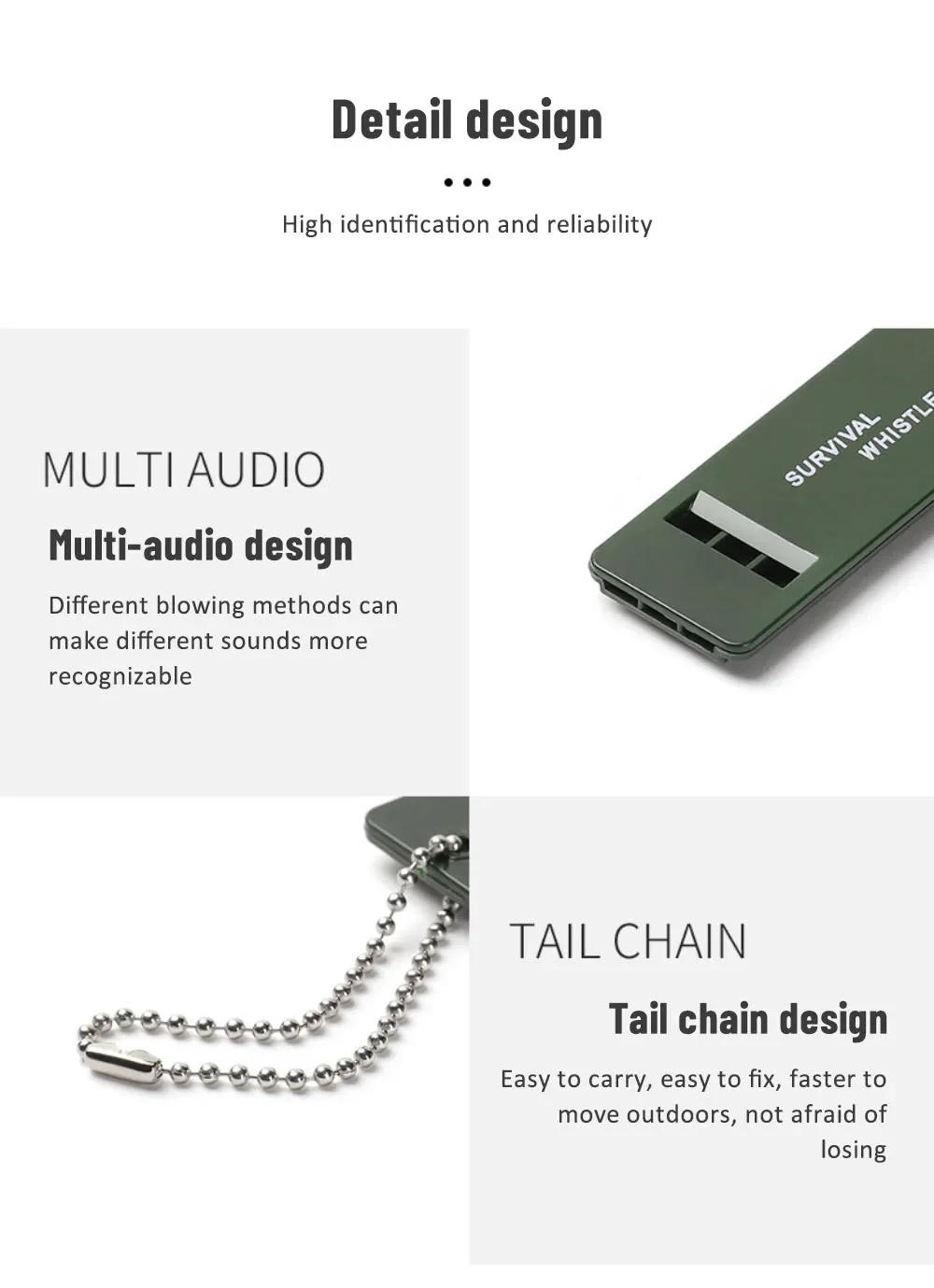 Description Picture 5 of item3-Frequency Whistle High Decibel Survival Whistle Portable Keychain Camping Hiking Emergency Survival Whistle Outdoor Tools