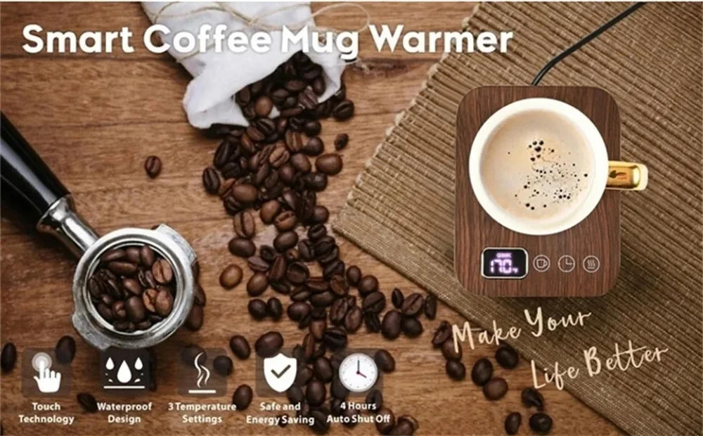 Description Picture 2 of item220V/110V Mug Warmer Milk Heating Pad Coffee Cup Coasters Smart Electric Beverage Warmer Insulat 3 Gear Adjustable Office Home
