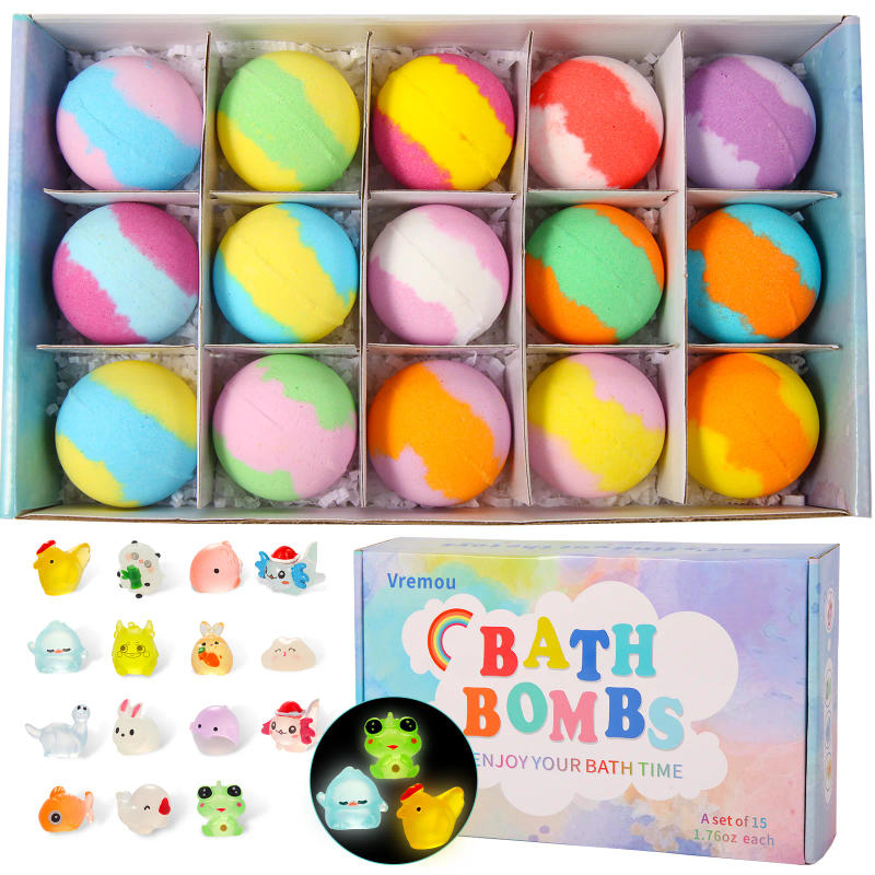 Description Picture 2 of itemBath Bombs for Kids with Toys Inside - 15 Pack Kids Bath Bombs with Glow in The Dark Bath Toys Inside, Birthday Gifts for Kids