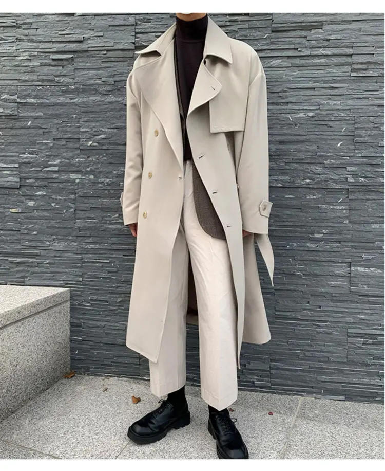 Description Picture 4 of itemAutumn Winter Mid-length Over-the-knee Windbreaker Men's Loose High Street Personality Casual Windbreakers Jackets Male Clothes