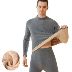 Winter Thermal Underwear Men Mock-Neck First Layer 2 Pieces Under Panties and Undershirts Warm Clothing Elastic Long Johns