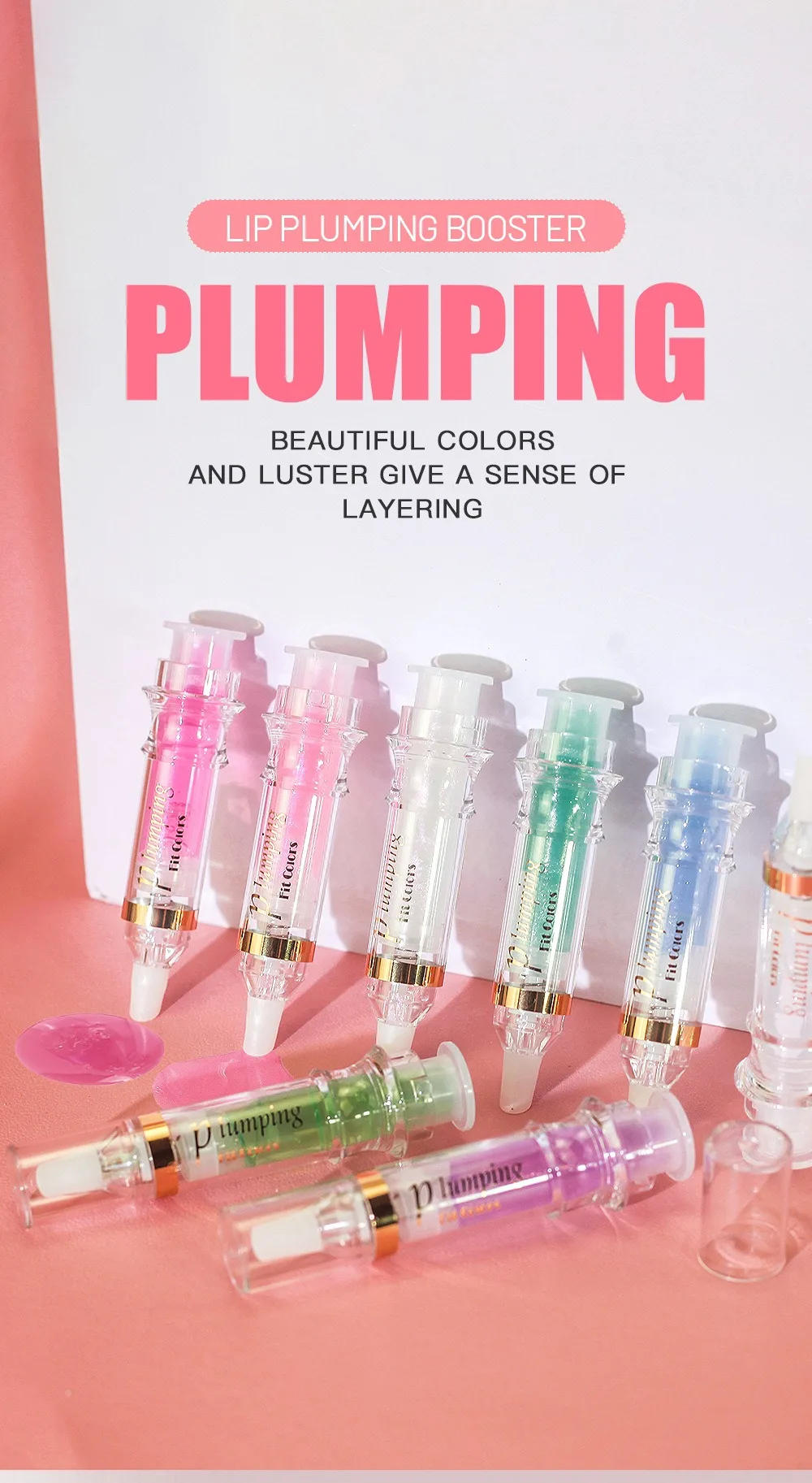 Description Picture 2 of itemShine Crystal Volume Lip Oil Plumping Pearl Gloss Pink Blue Hydrating Transparent Jelly Lip Gloss Serum Lip Care Makeup Cosmetic