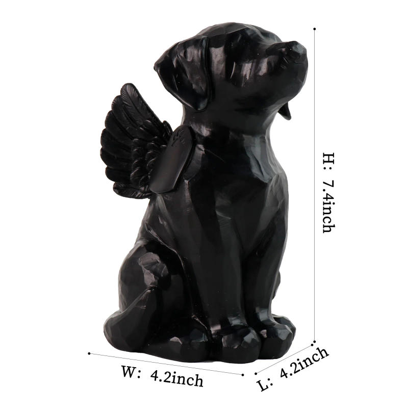Description Picture 4 of itemPersonalized Blackâ€‚Dog Angel Memorial Garden Statue With Dog Cremation Urn Features- 7.4inchï¼ˆHï¼‰