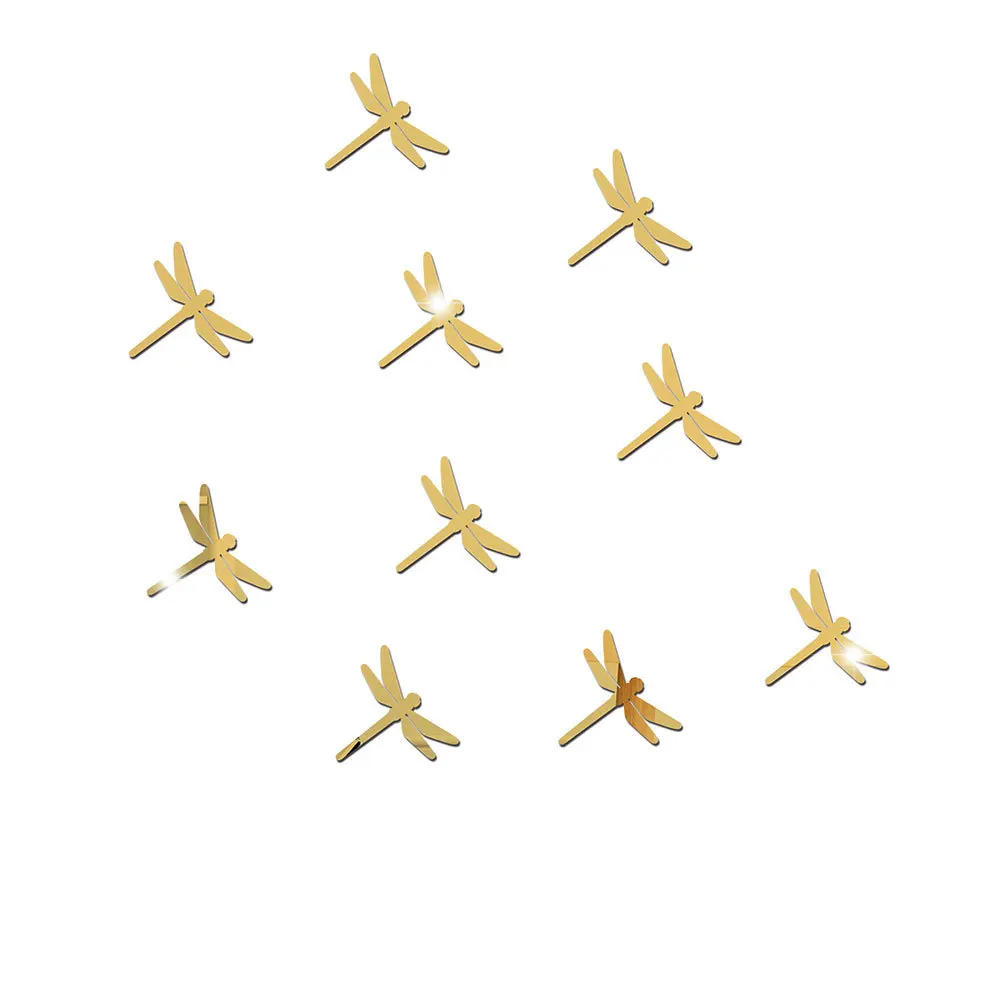 Description Picture 5 of item10pcs Dragonfly Acrylic Mirror Wall Stickers Self-adhesive Mirror for living room TV background wall decoration Home Decoration