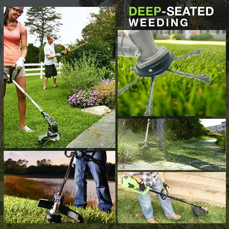 Description Picture 4 of itemSteel Grass Trimmer Head 3 or 6-Cutter Brush cutter Wire Weed  Brush Fit Straight Shaft Brushcutter Removal Moss Rust