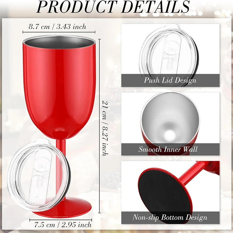 Description Picture 5 of item10oz Double layered Stainless Steel Goblet Red Wine Cocktail Glass U-shaped Metal Tall Champagne Glass Bar Creative Goblet Glass