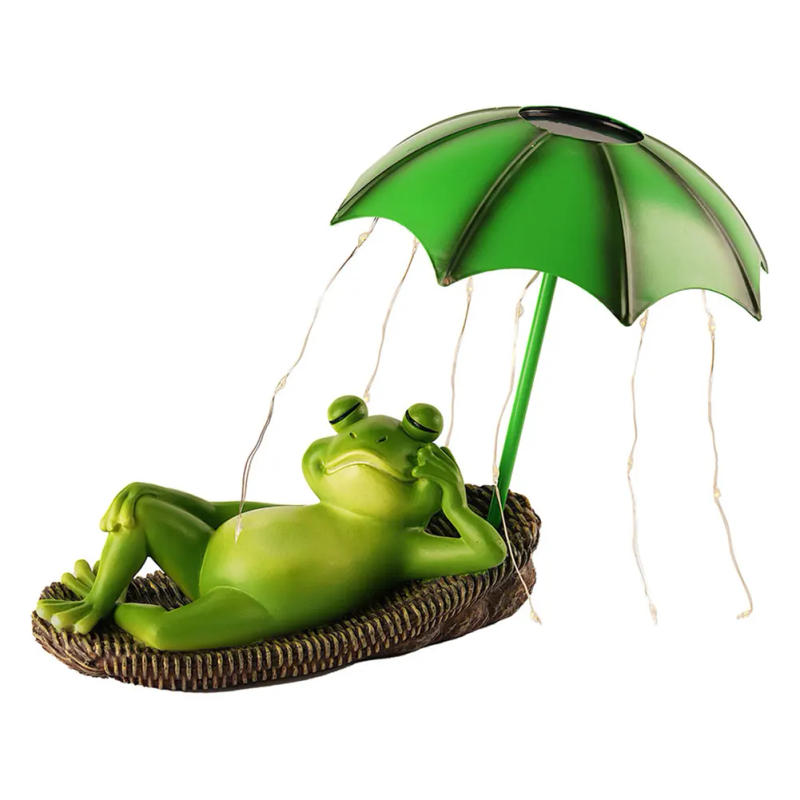 Description Picture 5 of itemFrogs Garden Outdoor Decor Statue Resin Solar Frog Umbrella Pond Statues Solar Frog Statue Outdoor Light Garden Decoration Gift