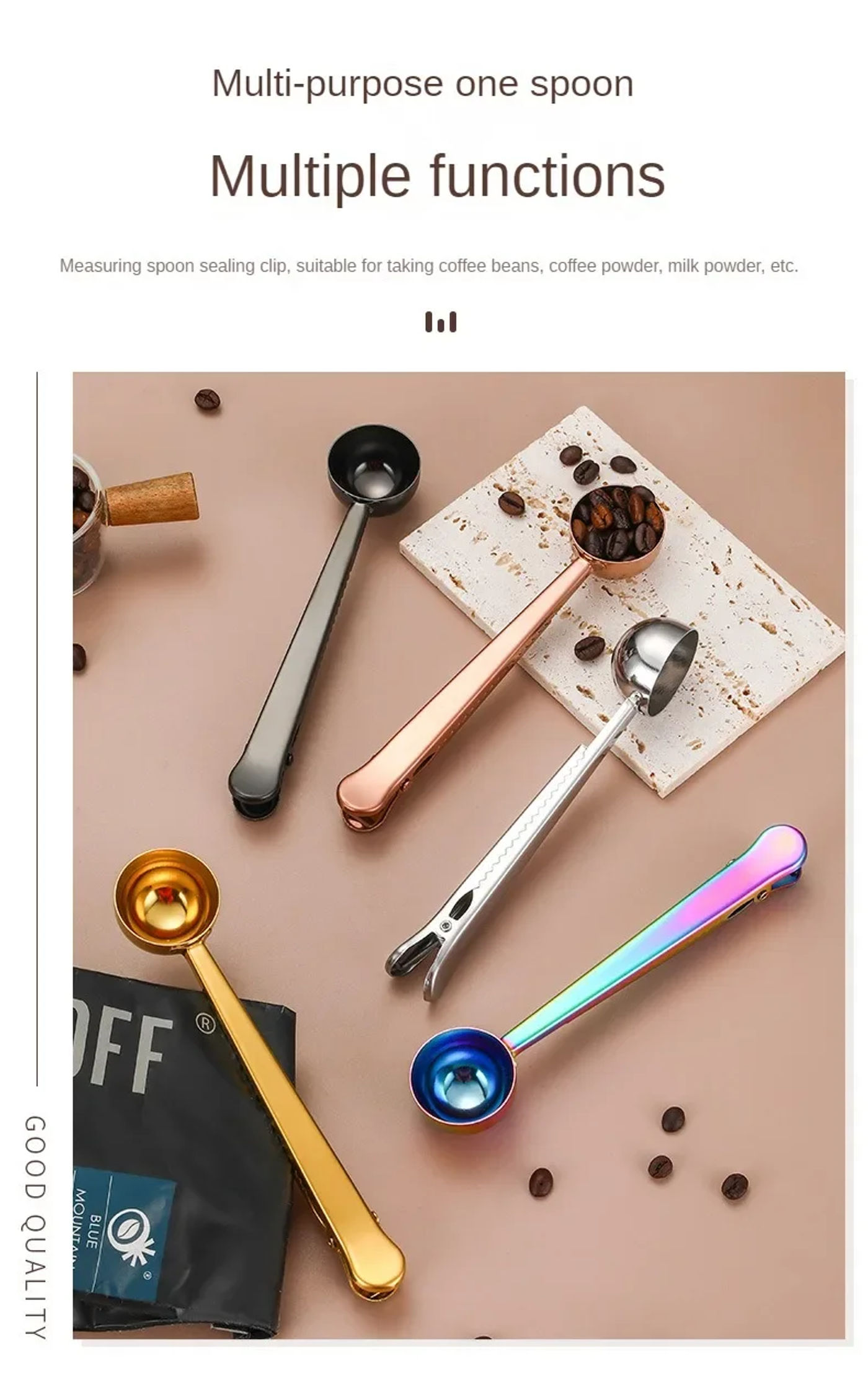 Description Picture 3 of itemCoffe Spoon Drinkware Teas Set Stainless Steel Spoons Sealing Clamp Tableware Coffeeware Teaware Kitchen Snack Bag Bar Dining