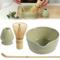 4Pcs Japanese Matcha Set Safe Bamboo Whisk Teaspoon Tea Spoon Scoop Bowl Indoor Beverage Shop Tea-making Tools Accessories